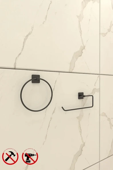 Egem Home Yapışkanlı Kare Halka Havluluk Ve Kare Rulo Havluluk Banyo Aksesuar Seti - Resim 2