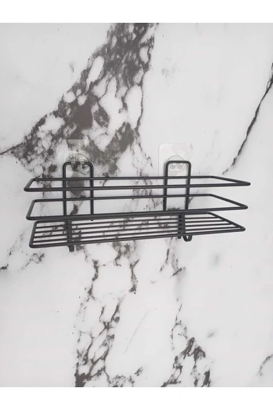 Egem Home Yapışkanlı Kancalı Banyo Ve Mutfak Rafı Mat Siyah Banyo Duş Askısı - Resim 7