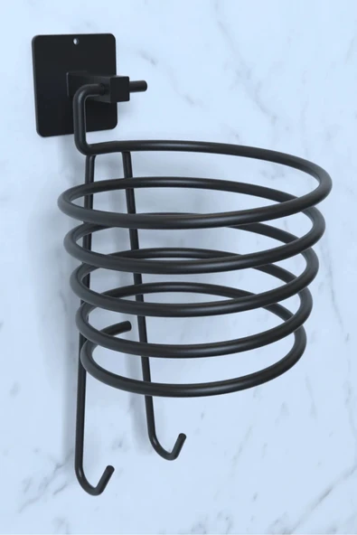 Egem Home Yapışkanlı Siyah Fön Makinesi Askısı Saç Kurutma Makinesi Tutacağı - Resim 3