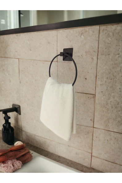 Egem Home Yapışkanlı Banyo Aksesuar Seti Yuvarlak Havluluk Kapaksız Tuvalet Kağıtlığı - Resim 3