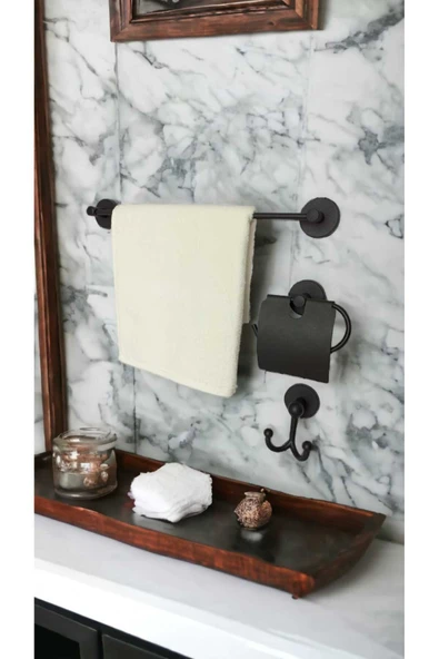 Egem Home Yapışkanlı Banyo Düzenleyici Seti Havluluk, Tuvalet Kağıtlığı, Bornozluk - Resim 2