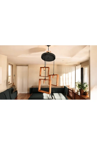 RMD SHOP Alfa Ahşap Sarkıt Avize 3'Lü - 2