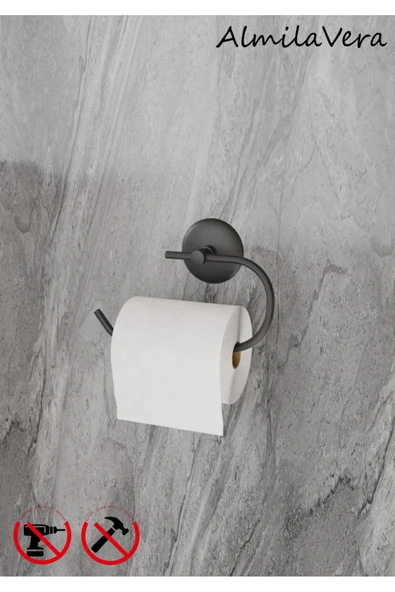 Egem Home Güçlü Garantili Yapışkanlı 5 mm Siyah Tuvalet Kağıtlık Wc Askısı ürün görseli