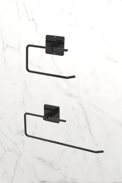 Egem Home Yapışkanlı Siyah Rulo Havluluk Peçetelik Wc Kağıtlık Banyo Mutfak Pratik 2'li Set - 1