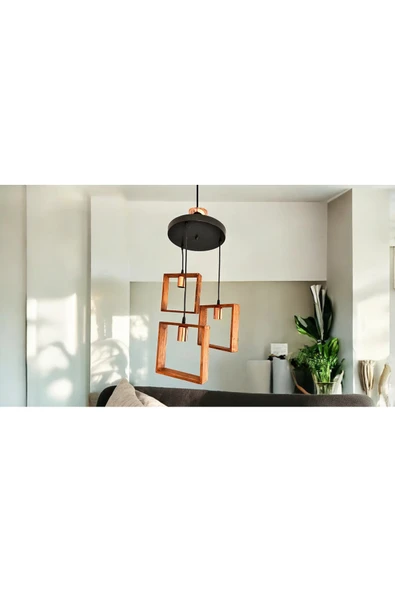 RMD SHOP Alfa Ahşap Sarkıt Avize 3'Lü - 3