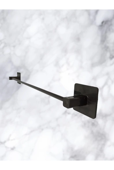 Egem Home Yapışkanlı Banyo Aksesuar Seti, Siyah, Düz Havluluk, Tuvalet Kağıtlığı - Resim 3