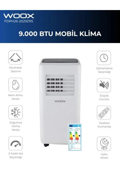 9000btu, Isıtma & Soğutma Özellikli Taşınabilir Mobil Klima