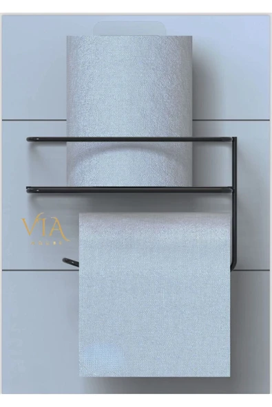 Egem Home Yapışkanlı Raflı Siyah Tuvalet Kağıdı Tutacağı Askısı Metal tuvalet Kağıtlık wc raf - Resim 2