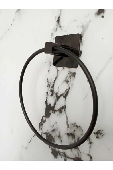 Egem Home Siyah Yapışkanlı Kare Havluluk Ve Solo Havluluk Seti Banyo Seti - Resim 6