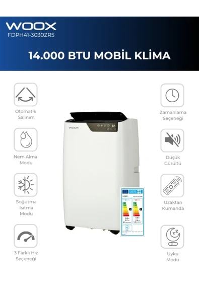 14000btu, Isıtma & Soğutma Özellikli Taşınabilir Mobil Klima