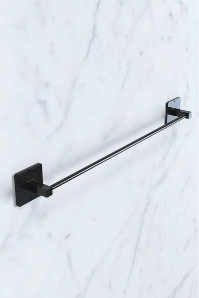 Egem Home Yapışkanlı 4lü Siyah Uzun Havluluk Sabunluk Wc Tuvalet Kağıtlık Yuvarlak Havluluk Banyo Seti - Resim 4