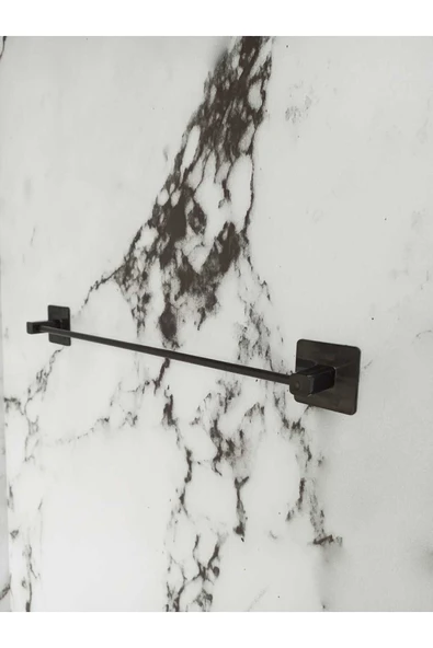 Egem Home Siyah Yapışkanlı Uzun Havluluk Rulo Havluluk Halka Havluluk ve Fön Askısı Seti - Resim 8