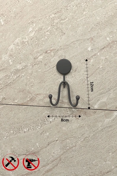 Egem Home Mat Siyah Ikili Havlu Askısı Banyo ve Mutfak Askısı Yapışkanlı Veya Vidalı Montaj - Resim 3