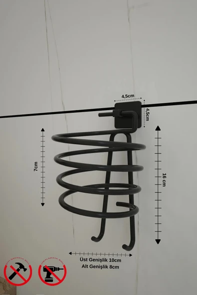 Egem Home Yapışkanlı Kancalı Katı Sabunluk ve Yapışkanlı Fönlük - Resim 4