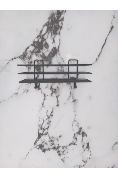 KapKacakAl Siyah Yapışkanlı  Çok Amaçlı Banyo Düzenleyici Rafı Duş Organizeri Mutfak Rafı - Resim 3