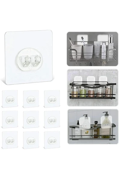 Egem Home Güçlü Kendinden Yapışkanlı Kancalar Köşe Rafı Banyo Rafı Duş Rafı Kancası, Su Geçirmez Askı 2 ADET - Resim 5
