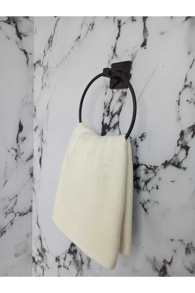 Egem Home Siyah Yapışkanlı Uzun Havluluk Rulo Havluluk Halka Havluluk ve Fön Askısı Seti - Resim 6