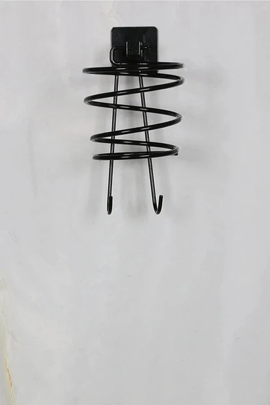 Egem Home Siyah Kare Yapışkanlı Fön Makinesi Askısı Saç Kurutma Makinesi Tutacağı Havlu Askılı - Resim 2