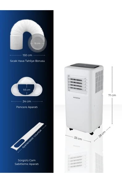 9000btu, Isıtma & Soğutma Özellikli Taşınabilir Mobil Klima - 3