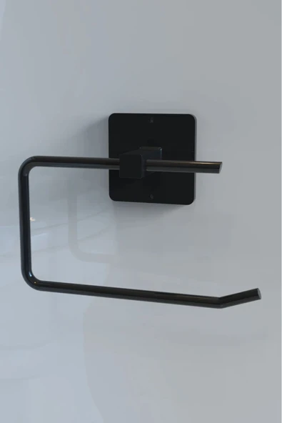 Egem Home Yapışkanlı 4lü Siyah Uzun Havluluk Sabunluk Wc Tuvalet Kağıtlık Yuvarlak Havluluk Banyo Seti - Resim 5