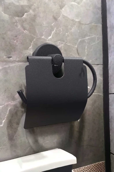 Egem Home Yapışkanlı Banyo Aksesuar Seti Yuvarlak Havluluk Kapaklı Tuvalet Kağıtlığı Bornozluk - Resim 5