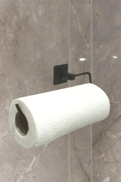 Egem Home Yapışkanlı Siyah Uzun Havluluk Rulo Havluluk Kare Havluluk ve Wc Kağıtlık Seti - 2