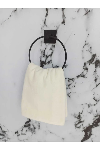 Egem Home Siyah Yapışkanlı Kare Havluluk Ve Solo Havluluk Seti Banyo Seti - Resim 7