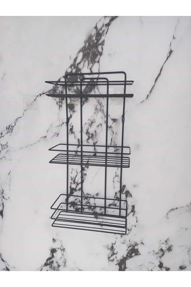 Egem Home Yapışkanlı 3 Katlı Düz Raf Kancalı Banyo Rafı Düzenleyici Şampuanlık Duş Rafı - Resim 5