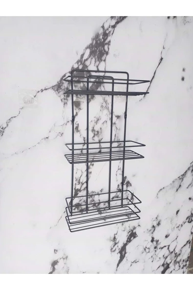 Egem Home Yapışkanlı 3 Katlı Düz Raf Kancalı Banyo Rafı Düzenleyici Şampuanlık Duş Rafı - Resim 4