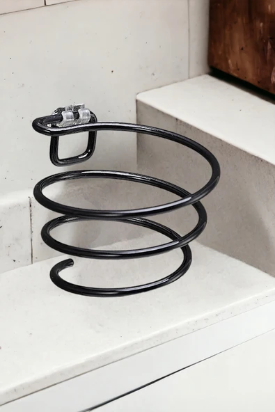 Egem Home Yapışkanlı Siyah Fön Makinesi Askısı Saç Kurutma Makinesi Tutacağı Siyah - Resim 3