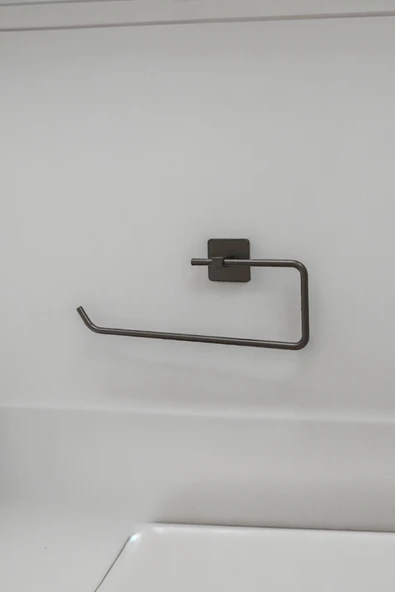 Egem Home Siyah Yapışkanlı Kare Havluluk Ve Solo Havluluk Seti Banyo Seti - Resim 3