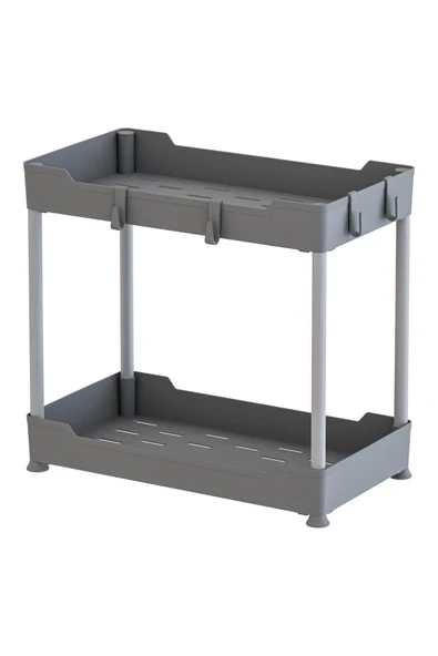 Egem Home Gri 2 Katlı Düzenleyici Mutfak Rafı Banyo Rafı, Dolap Tezgah Altı Evye Altı Deterjanlık ürün görseli