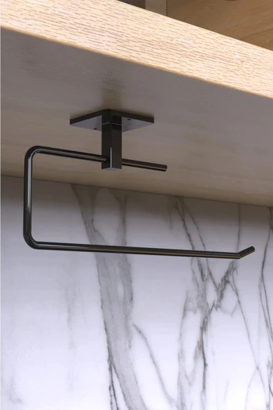 Egem Home Yapışkanlı Siyah Rulo Havluluk Peçetelik Wc Kağıtlık Banyo Mutfak Pratik 2'li Set - 5