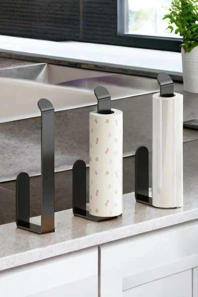 Egem Home Yapışkanlı Lamalı Solo Havluluk Siyah Anında Montaj Vida Yok - Resim 4