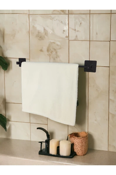 Egem Home Yapışkanlı Siyah Kare Uzun Havluluk Havlu Askısı - 3
