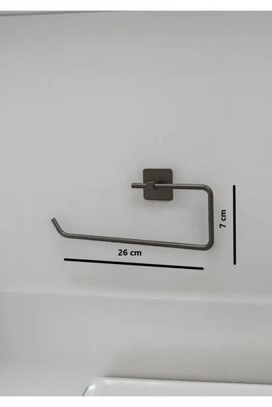 Egem Home Yapışkanlı Siyah Kare Rulo Havlu Askısı Solo Havlu Asacağı - Resim 3