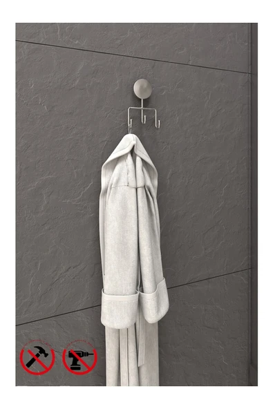 Egem Home Krom Üçlü Kancalı Askılık Banyo ve Mutfak Askısı İster Yapıştır İster Montajla ürün görseli