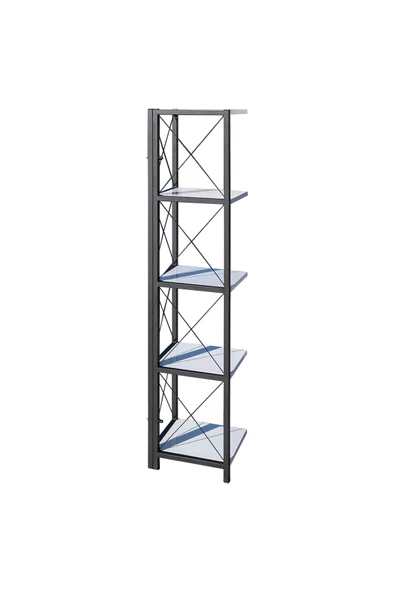 RMD SHOP Köşe Kitaplık Ve Aksesuar Rafı Metal Ayaklı Beyaz - 4
