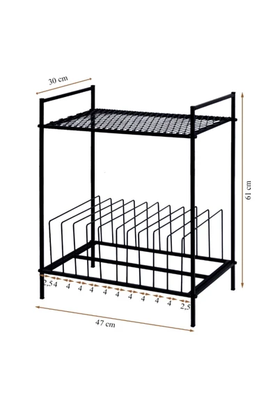 RMD SHOP Iron Plak Ve Pikap Sehpası Siyah - Resim 6