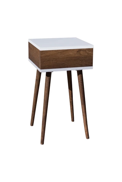 RMD SHOP Eymen Ahşap Ayaklı Yan Sehpa (köşe Sehpa) Beyaz-barok - Resim 4