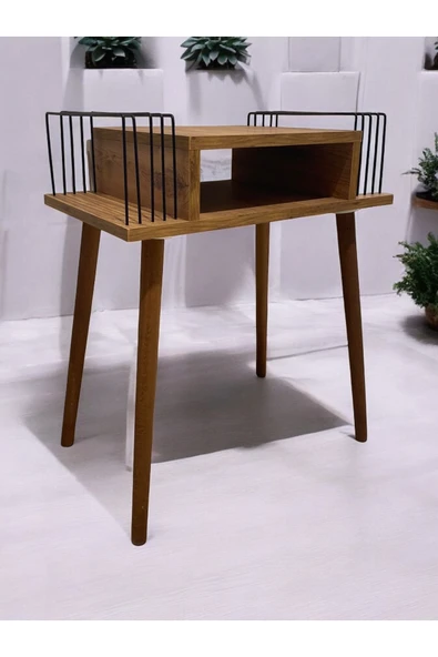 RMD SHOP Plak Ve Pikap Sehpası 2 Li Atlantik Çam Ahşap Ayaklı - 6