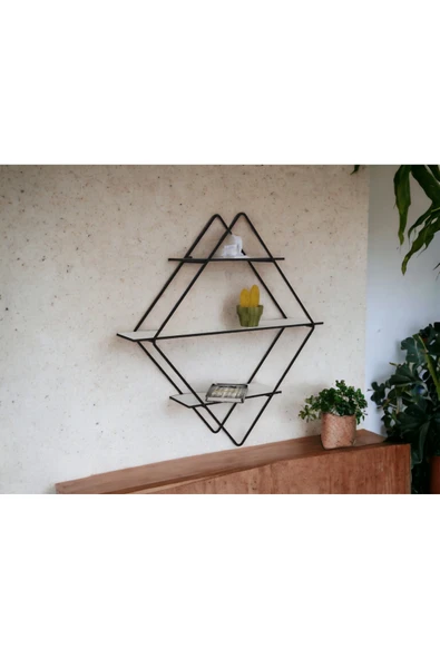RMD SHOP Dekoratif Metal Duvar Askılı Raf-Banyo Rafı-Kitaplık - 7