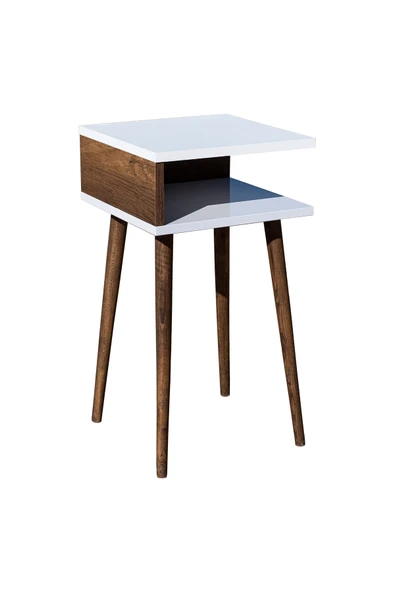 RMD SHOP Eymen Ahşap Ayaklı Yan Sehpa (köşe Sehpa) Beyaz-barok - Resim 5