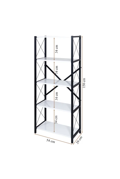 RMD SHOP LONDON 5 Raflı Metal Ayaklı Dekoratif Kitaplık - 5