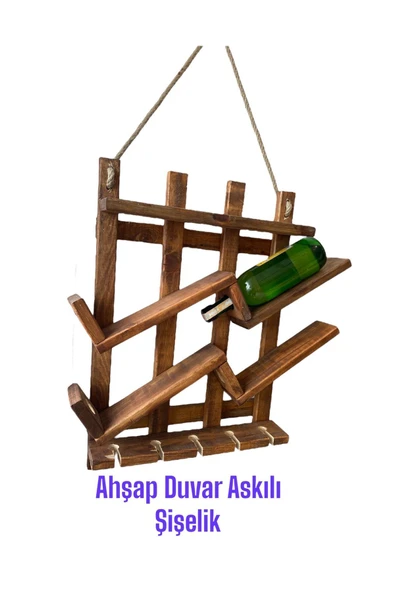 RMD SHOP Ahşap Duvar Askılı Şişelik-şaraplık Standı Rafı - 2