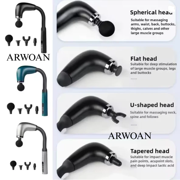 ARWOAN Masaj Tabancası Derin Doku Kas Gevşetici, Sessiz Motor, 4 Başlık Aparatı ile Profesyonel Masaj Cihazı - Resim 7