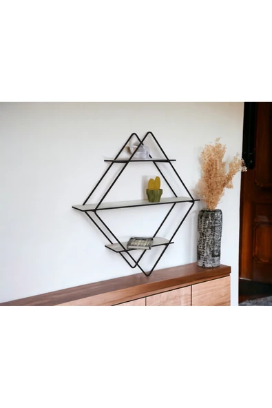 RMD SHOP Dekoratif Metal Duvar Askılı Raf-Banyo Rafı-Kitaplık - 6