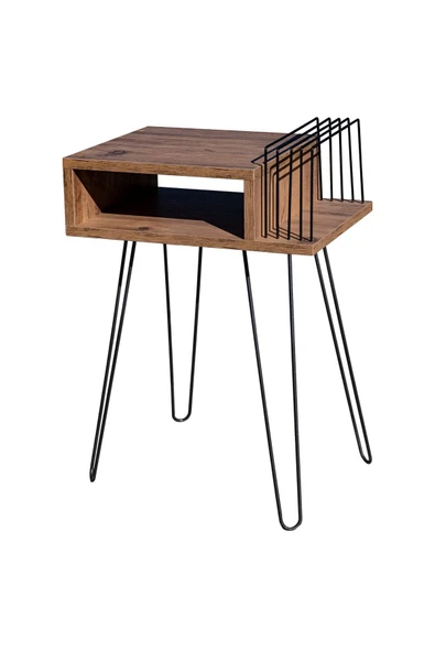 RMD SHOP Plak Ve Pikap Sehpası Metal Ayaklı Atlantik Çam - 4