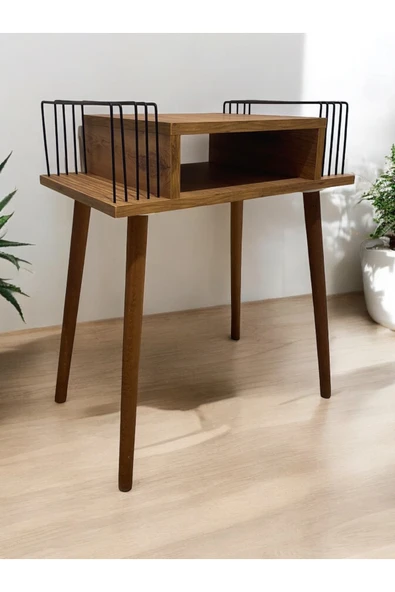 RMD SHOP Plak Ve Pikap Sehpası 2 Li Atlantik Çam Ahşap Ayaklı - 5