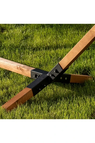 RMD SHOP Metal Ayaklı Ahşap Hamak Ayağı Kayın Gürgen - 4